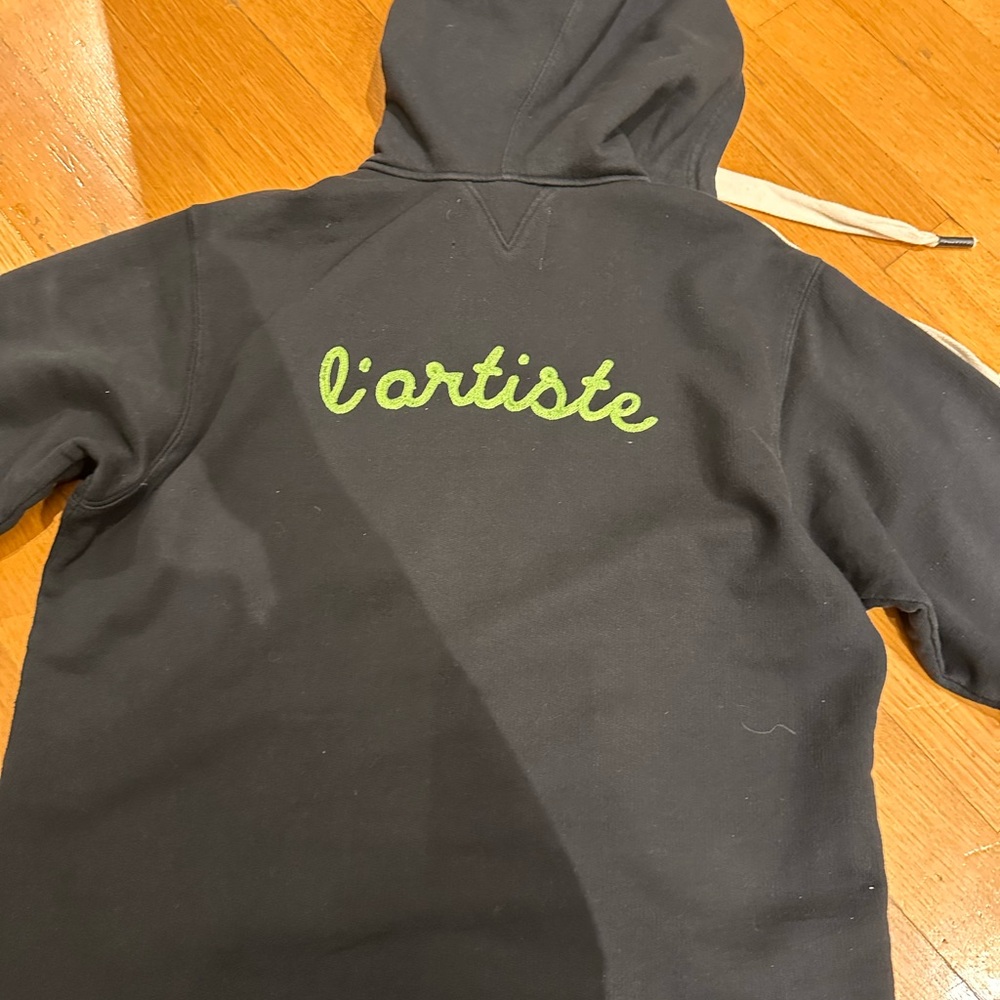 Black Hoodie with Green Embroidery